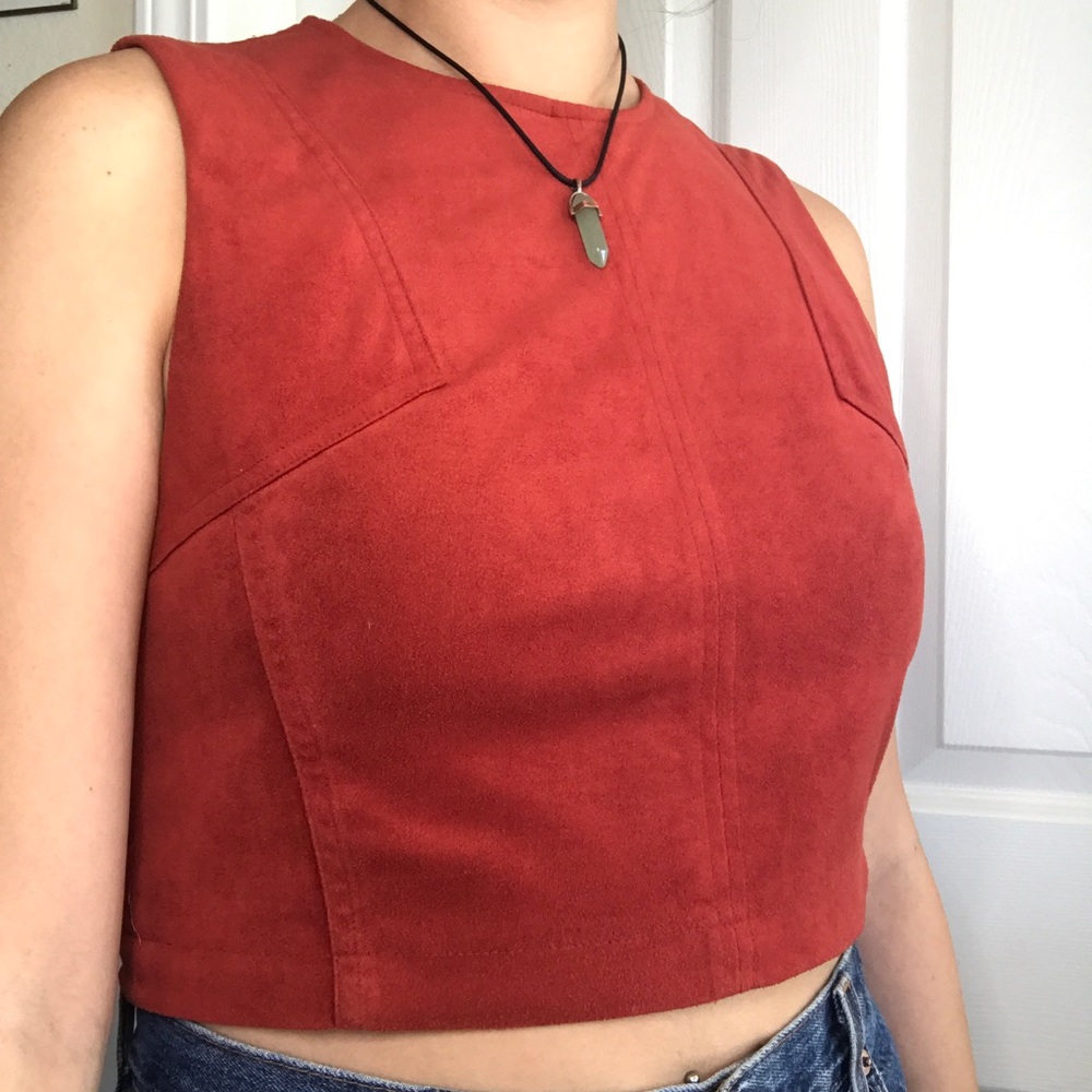 Orange velvety crop top